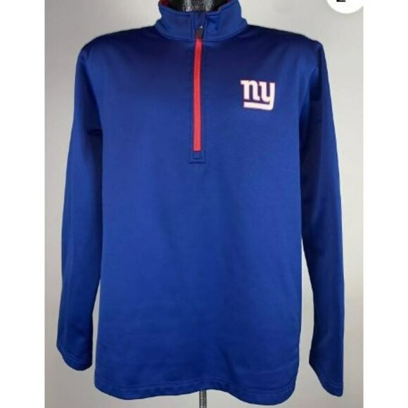 Men’s Majestic Therma Base NFL New York Giants Blue Football Pullover Size Large - Picture 1 of 12
